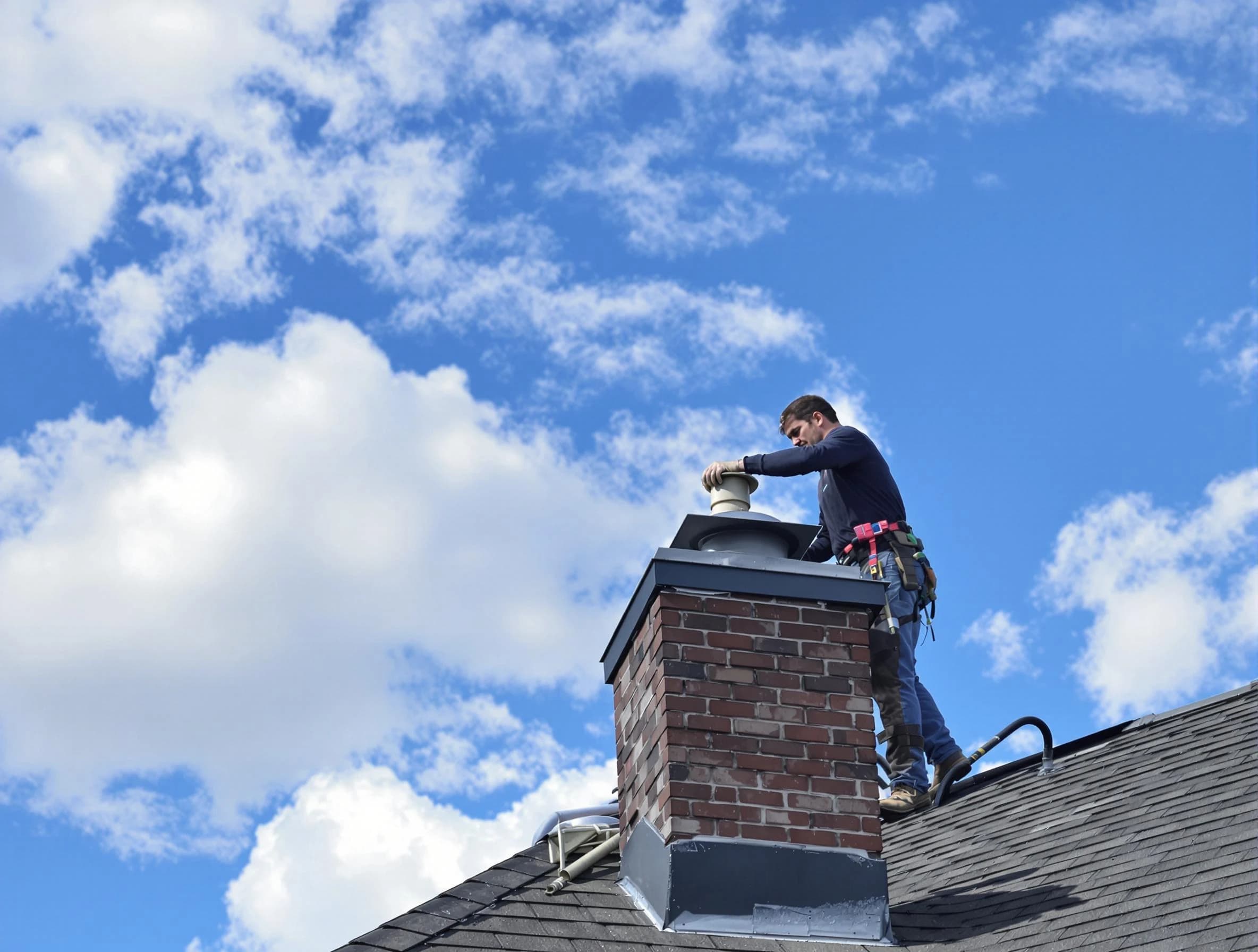 Forest Park Chimney Sweep installing a sturdy chimney cap in Forest Park, GA