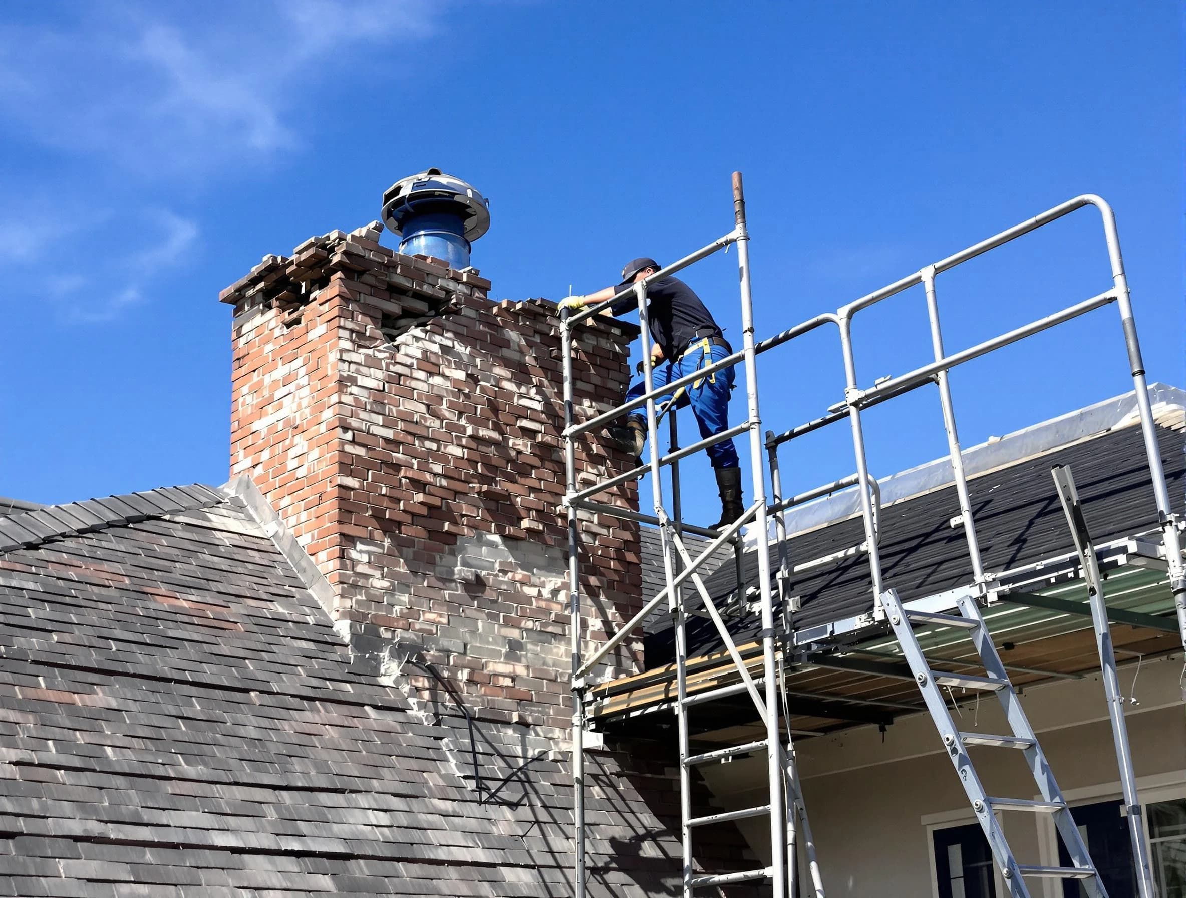 Rebuilding a chimney structure by Forest Park Chimney Sweep in Forest Park, GA