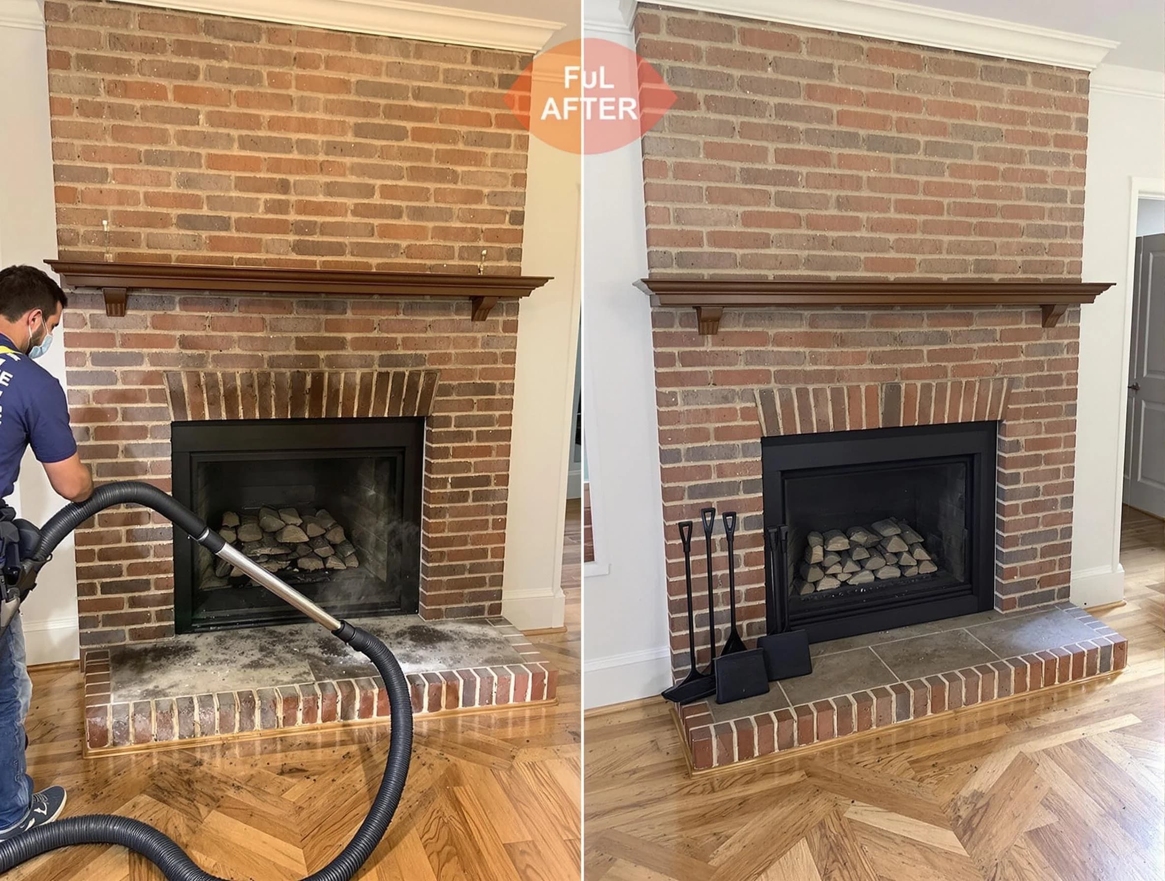Forest Park Chimney Sweep carefully sanitizing a fireplace in Forest Park, GA