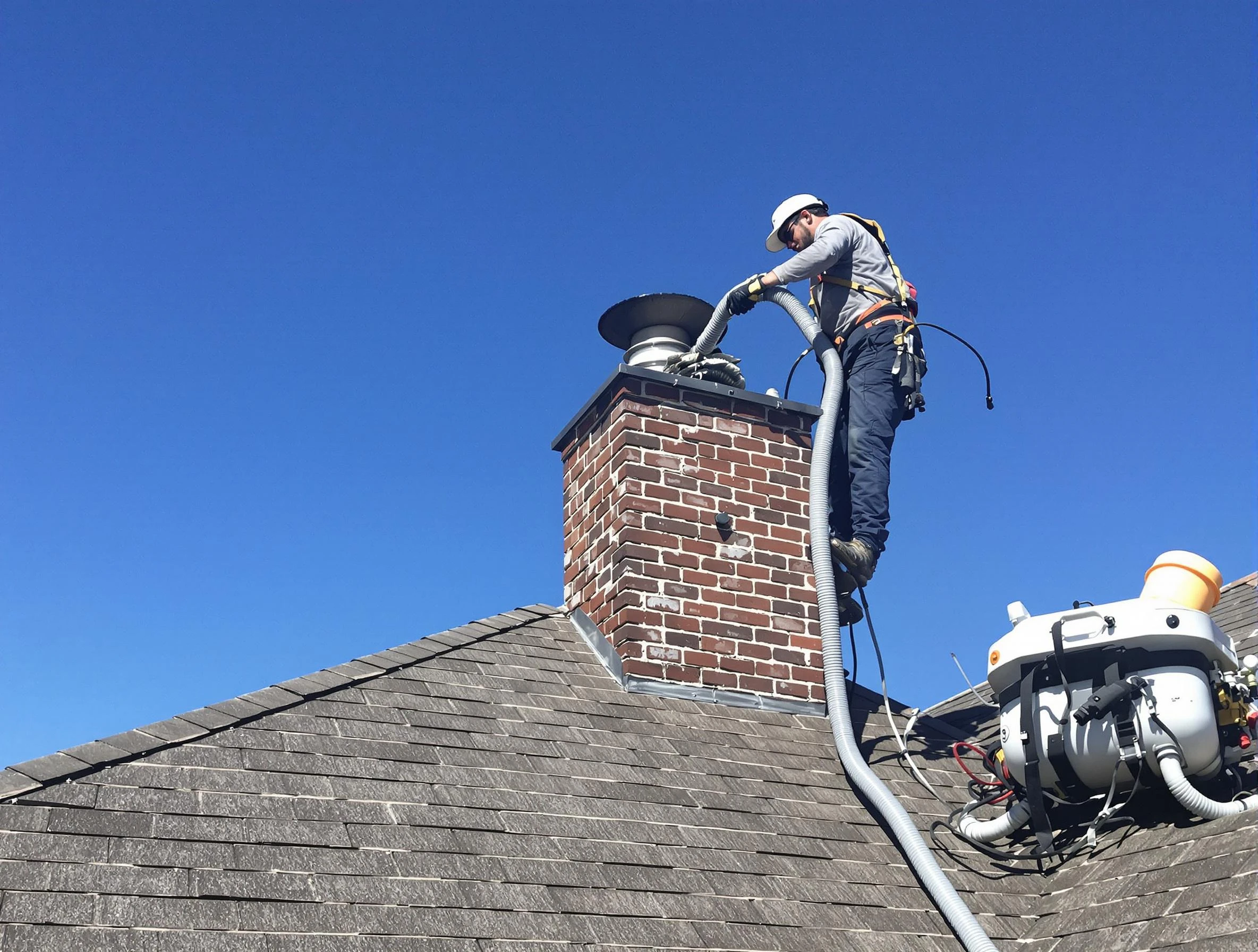 Dedicated Forest Park Chimney Sweep team member cleaning a chimney in Forest Park, GA