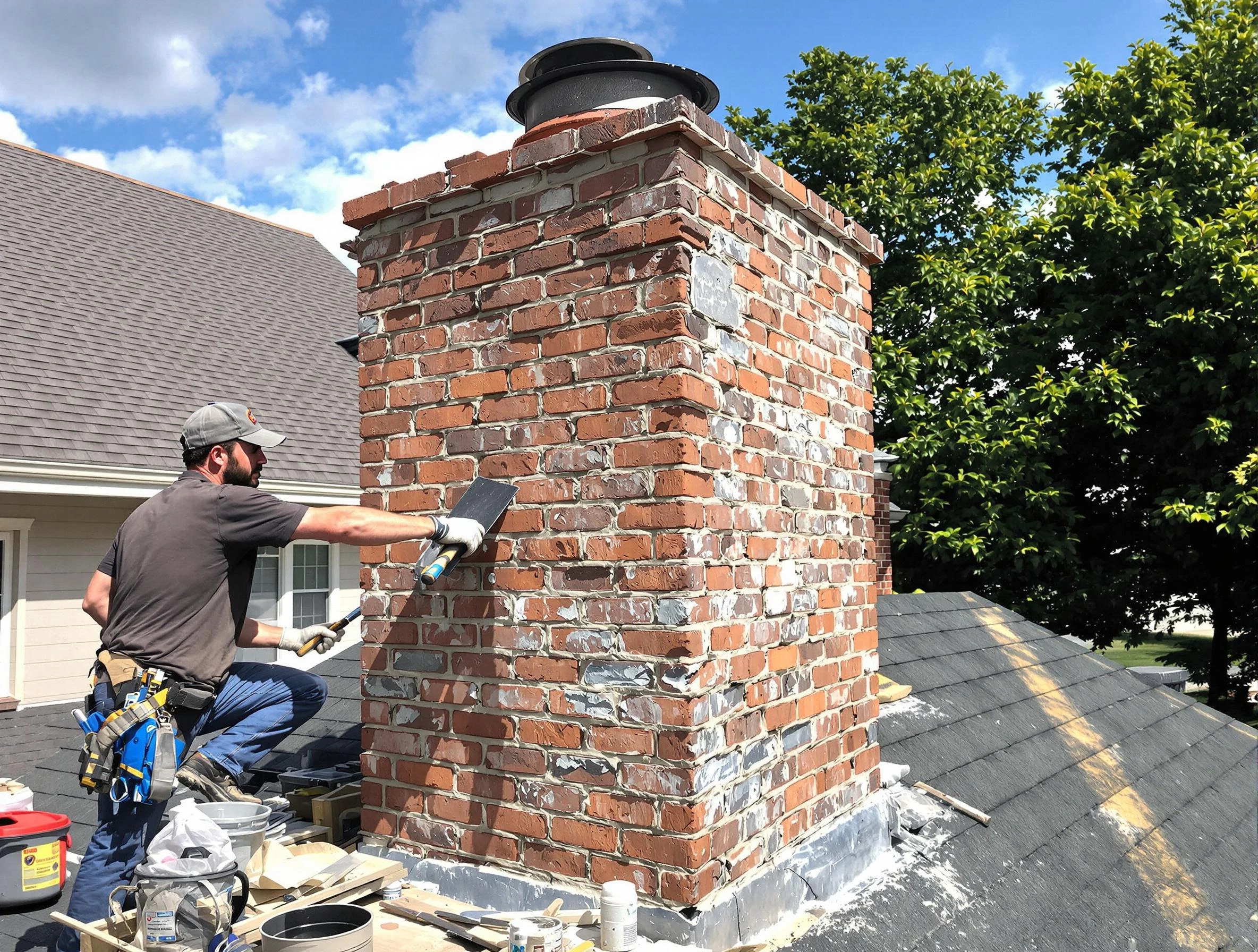 Completed chimney rebuild by Forest Park Chimney Sweep in Forest Park, GA