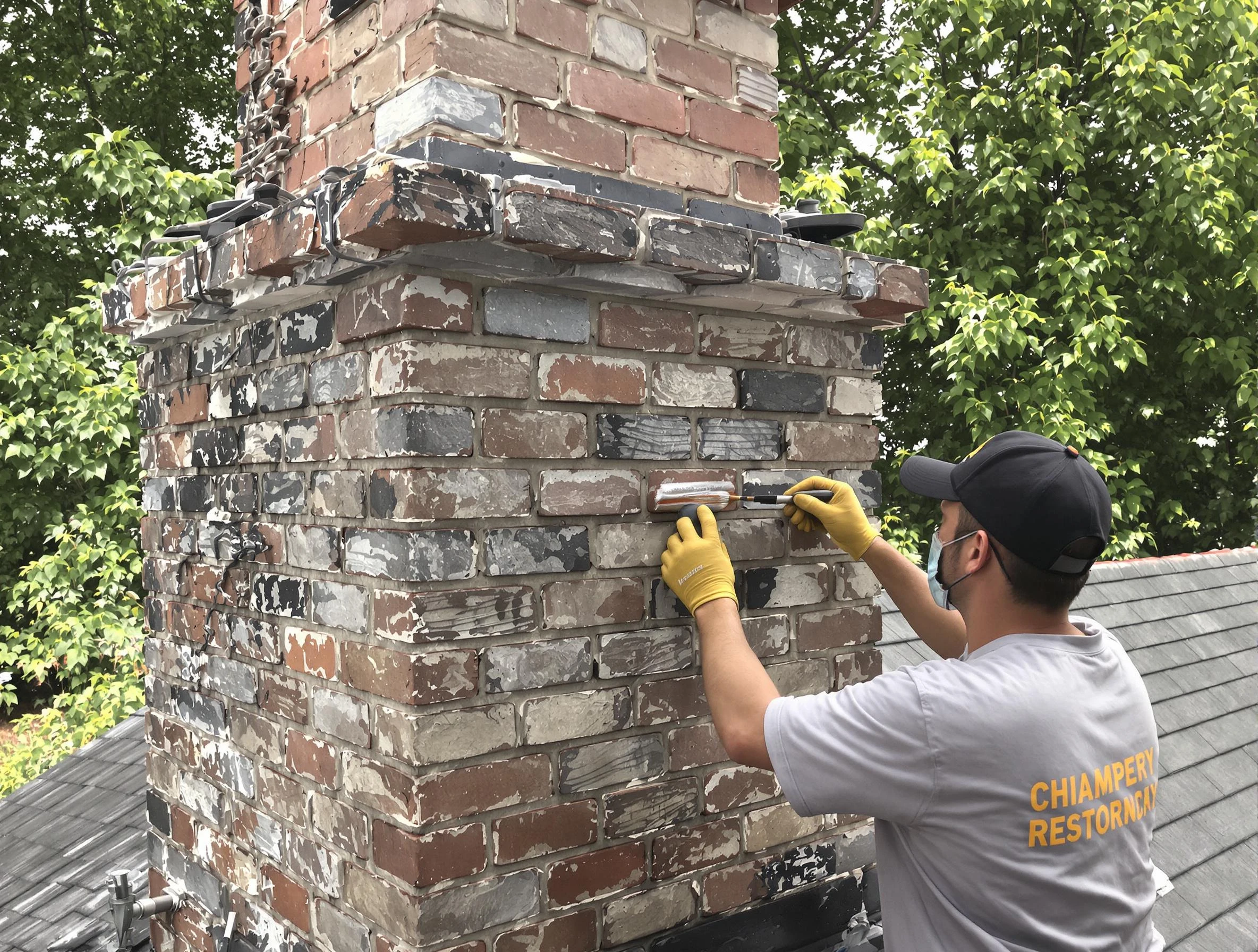 In-progress chimney restoration by Forest Park Chimney Sweep in Forest Park, GA